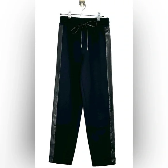 BCBG Faux Leather Trim Jogger Pants in Black – XXS - Picture 3 of 8